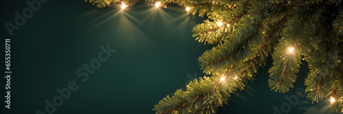 christmas lights, fir branches with fairy lights, christmas decor