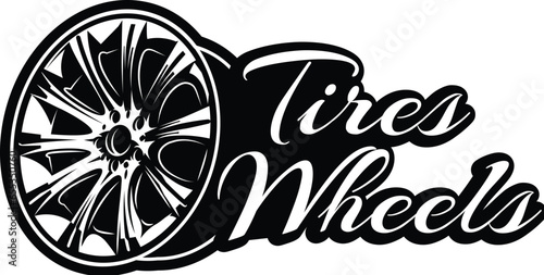 Vector illustration of a metal disk for car wheel. Template with inscription