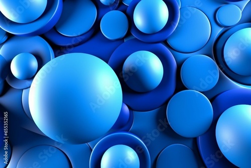 Simple blue circular background with spheres, continuously looping in ultra-high definition. Generative AI
