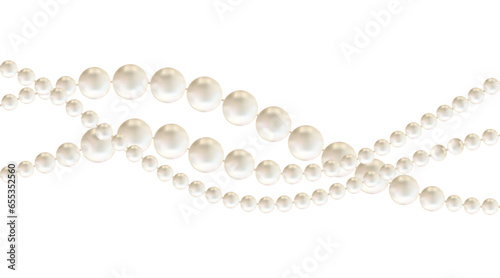 Pearls. Beads. Jewelry. Beautiful vector background. Pearl necklace. Garland. Festive decoration.