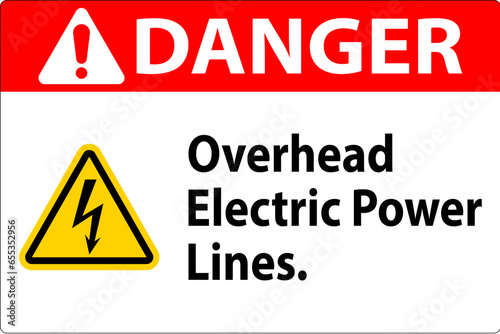 Danger Sign Overhead Electric Power Lines