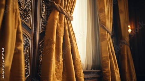 heavy luxury curtains in manor house