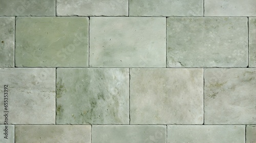 Pattern of Travertine Tiles in light green Colors. Top View