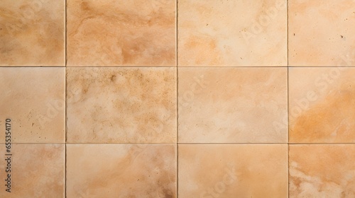 Pattern of Travertine Tiles in light orange Colors. Top View