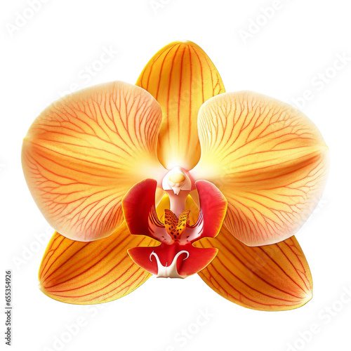 Beautiful single Orchidea flower isolated on white background.