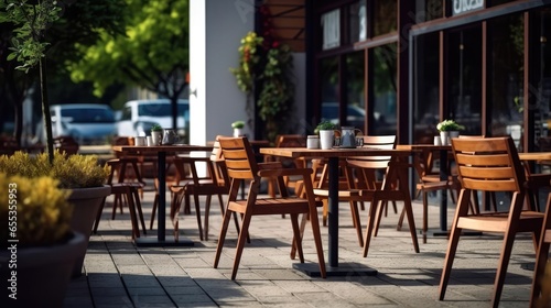 modern outside cafe seating area photo
