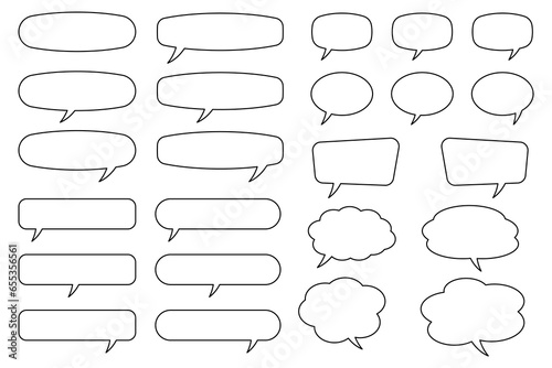 Blank empty line speech bubbles, speaking or talk bubble, speech balloon, chat bubble line art vector icon for apps and websites..