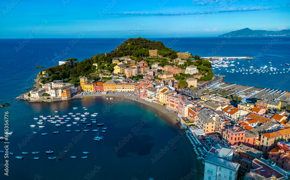 View of the Bay of Silence in Sestri Levante, Liguria, Italy