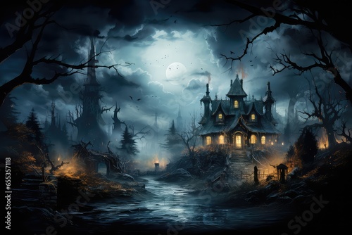 halloween background with house © Man888