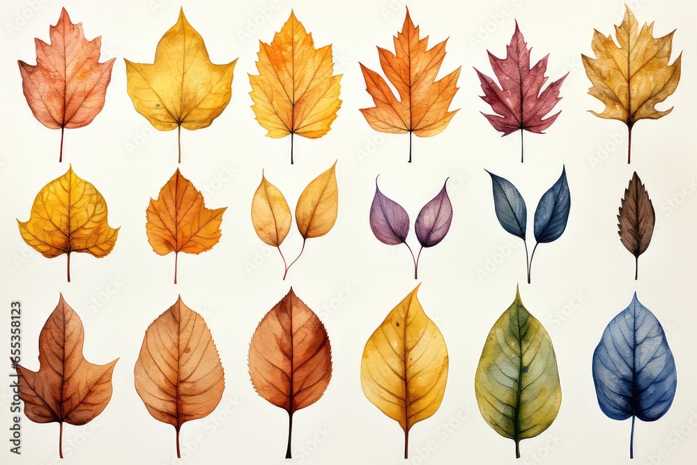 set of autumn leaves