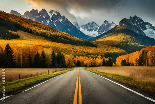 autumn landscape with road