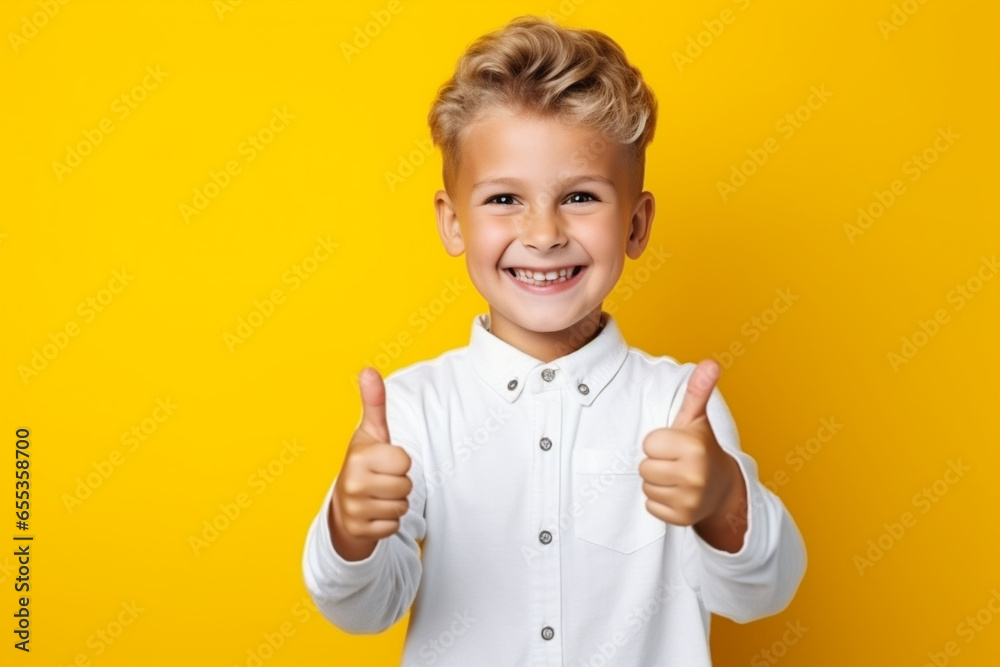 Portrait of a cheerful smiling boy of 10 years old on a yellow background. Portrait of a cheerful smiling boy of 10 years old on a yellow background.