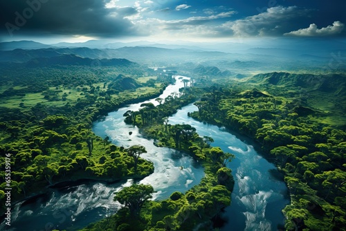 Aerial view of the Amazon r...