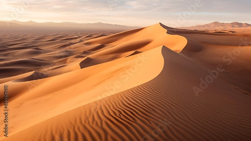 sand dunes in the desert at sunset  panoramic view