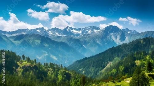 Panoramic view of the Carpathian mountains in Ukraine.