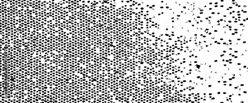 Rough, irregular texture composed of monochrome geometric elements. Overlay distressed grunge background. Abstract vector illustration. Isolated on white background. EPS10