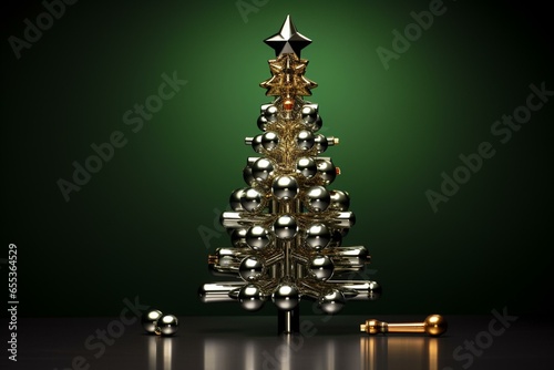 Decorative metallic pipe shaped like a Christmas tree. Generative AI