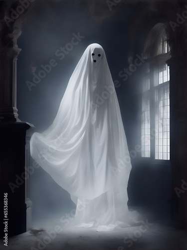 Ghost portrait. AI generated illustration