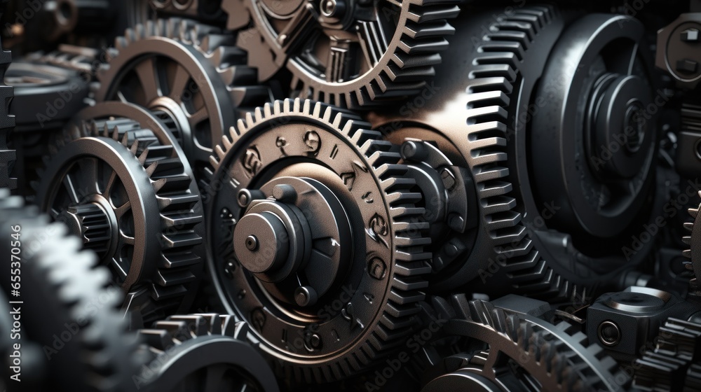 close up of gears. Generative AI close up of gears. Generative AI