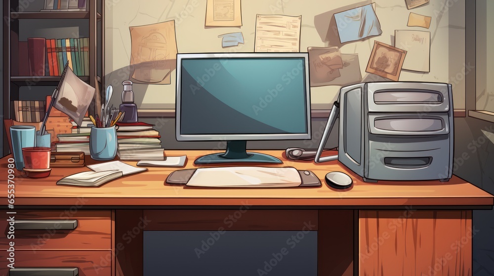 computer in the office. Generative AI computer in the office. Generative AI