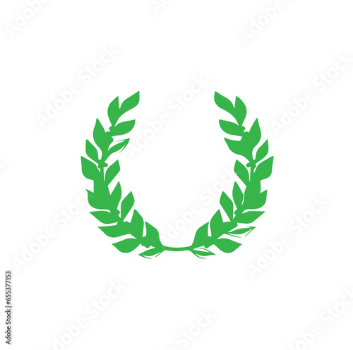 laurel wreath award. green laurel wreath isolated on white background illustration design icon. 