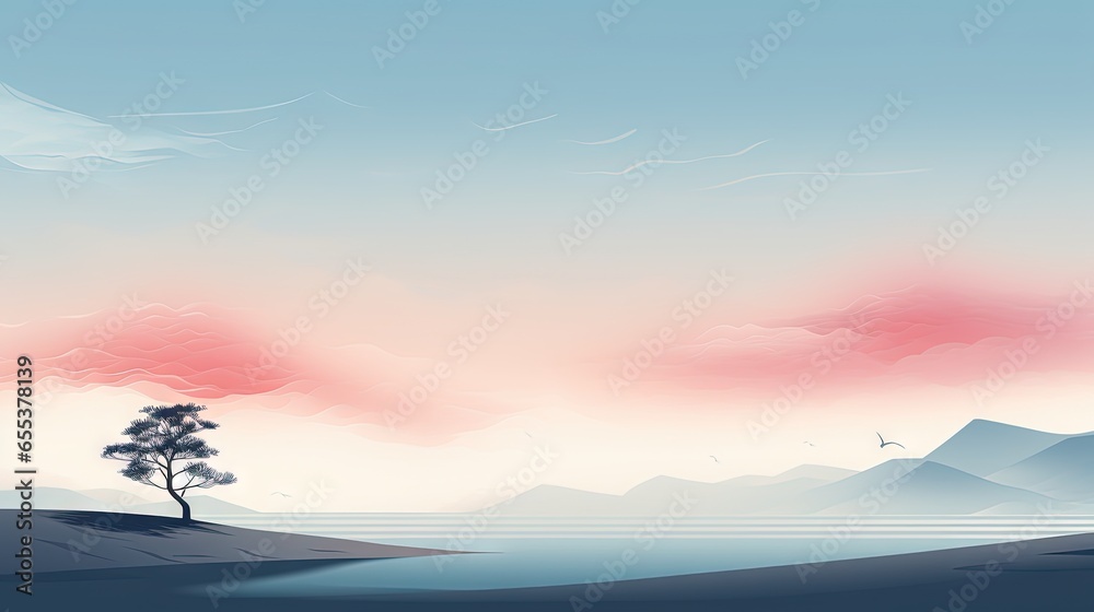 a painting of a lone tree in the middle of a desert. generative ai a painting of a lone tree in the middle of a desert. generative ai
