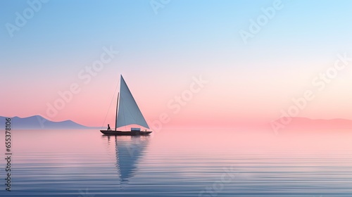  a sailboat with a person on it in the water. generative ai