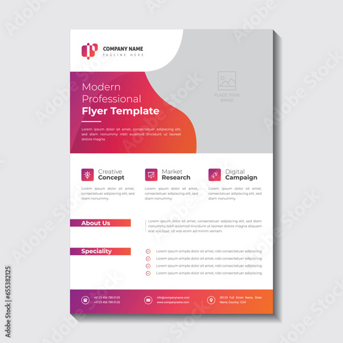 Corporate Business Flyer poster pamphlet brochure cover design layout background, two colors scheme, vector template in A4 size - Vector