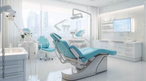 Dentist office interior with medical equipment