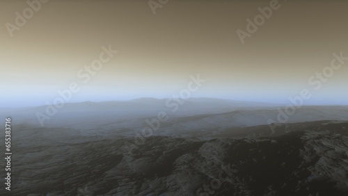 landscape on planet Mars, scenic desert scene on the red planet 