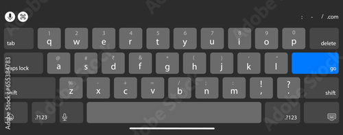 Dark mode Keyboard Apple Ipad Pro  in a realistic style. Vector illustration
