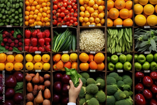 Colourful background of fruit and vegetables