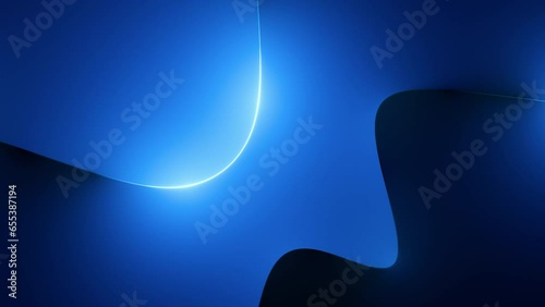 cycled 3d animation, abstract neon background of curvy lines, blue light gradient