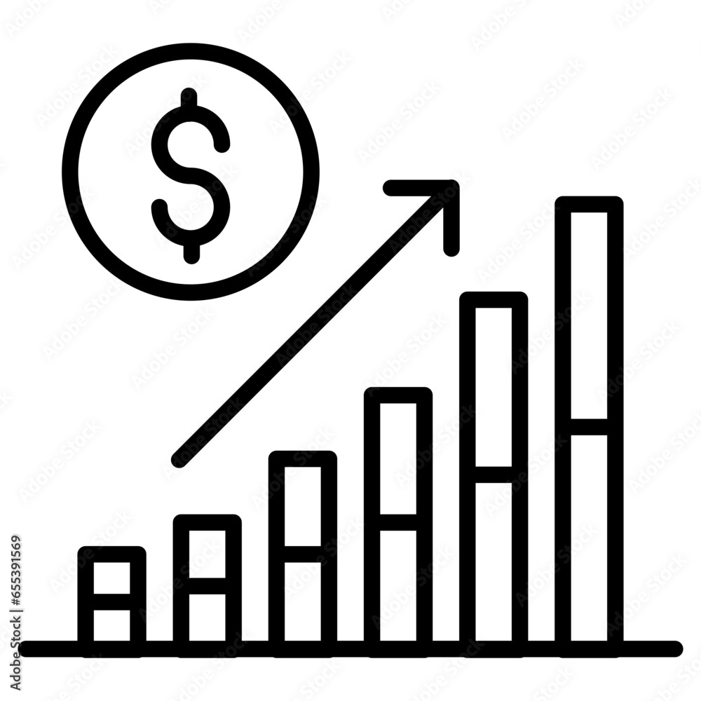 Outline Dollar Bar chart icon Outline Dollar Bar chart icon
