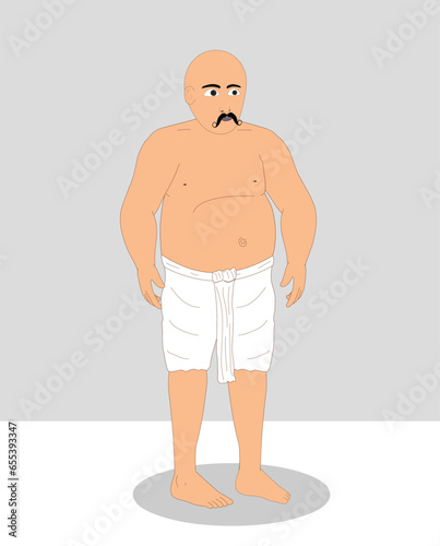 Indian pehelwan three quarter cartoon character design for moral stories
