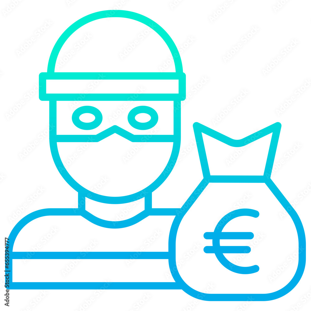 Outline gradient Euro Robber icon Outline gradient Euro Robber icon