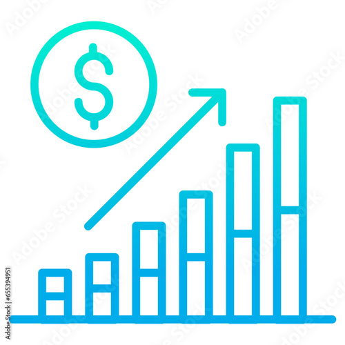 Outline gradient Dollar Bar chart icon