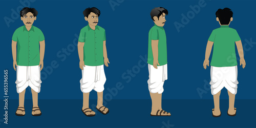 Indian village men cartoon character design for moral stories