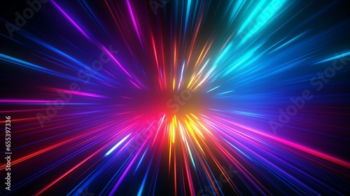 3d render, abstract background with colorful spectrum. Bright neon rays and glowing lines.