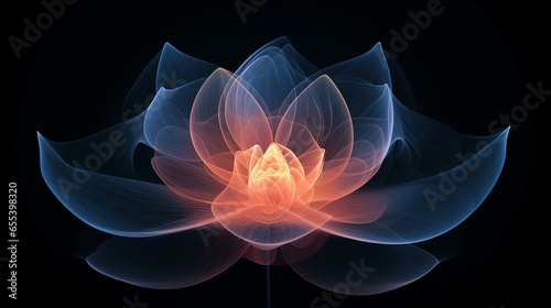 Generative AI image of beautiful lotus gracefully poised on dark backdrop