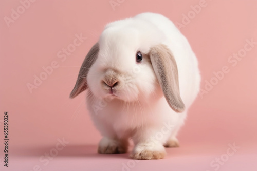 white rabbit on a pink background 