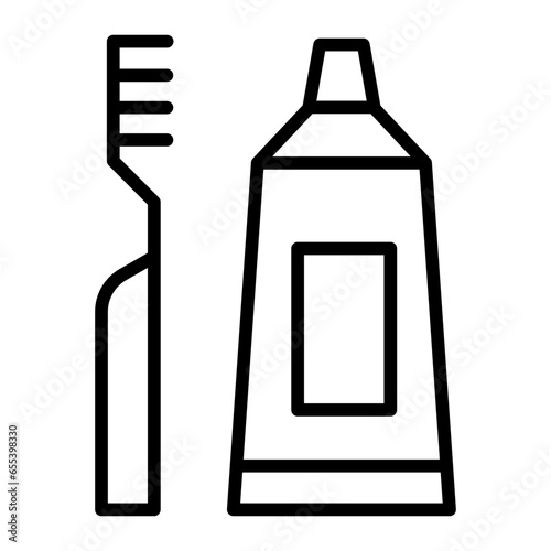 Outline Toothpaste and Brush icon