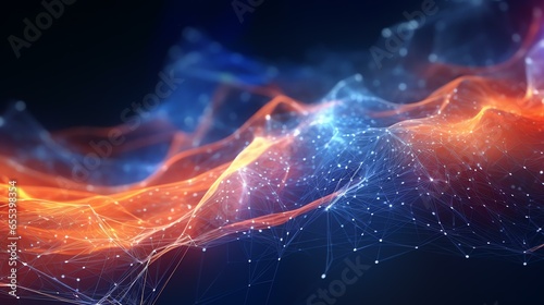 Abstract digital background. Can be used for technological processes, neural networks and AI, digital storages, sound and graphic forms, science, education, etc.