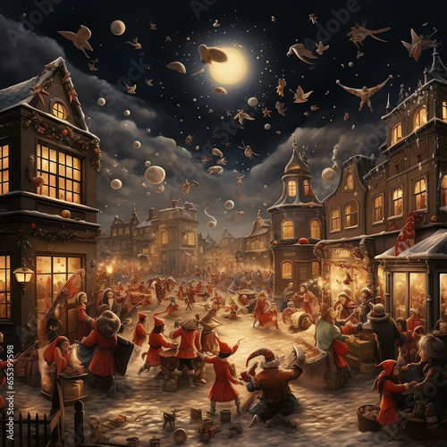 illustrations that depict various celebrations, such as Christmas