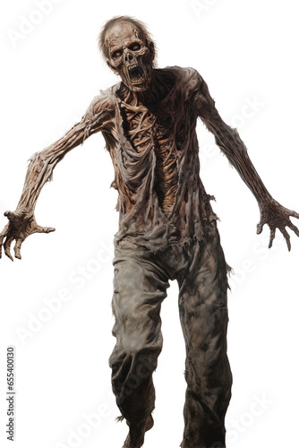 Scary zombie walking and grasping on a transparent background © W&S Stock