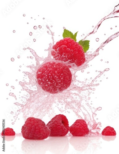 fresh raspberry in splash