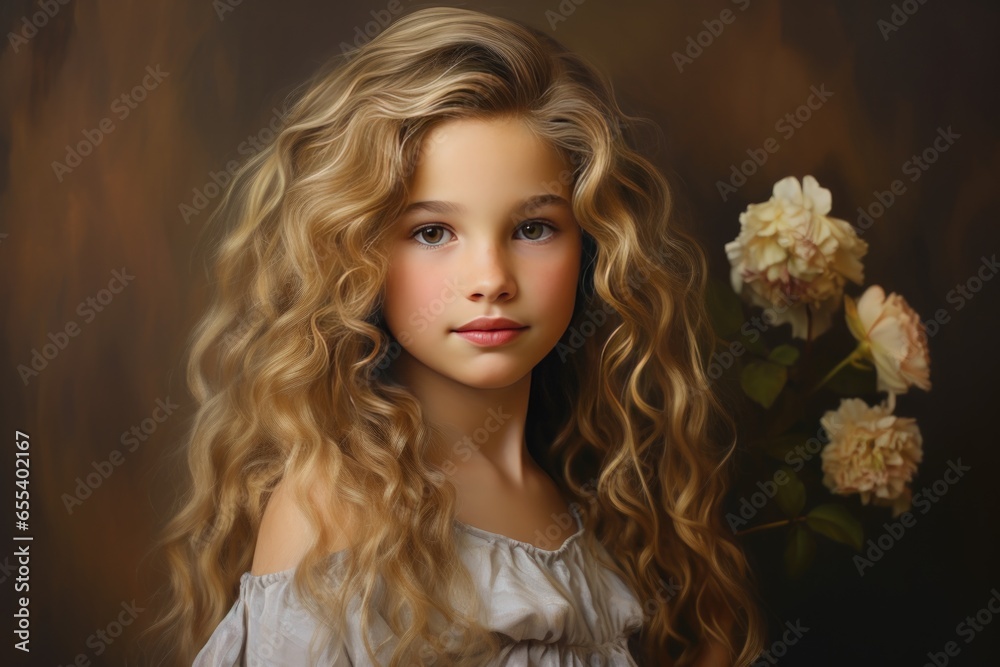 Naklejka premium Portrait of a young girl studio