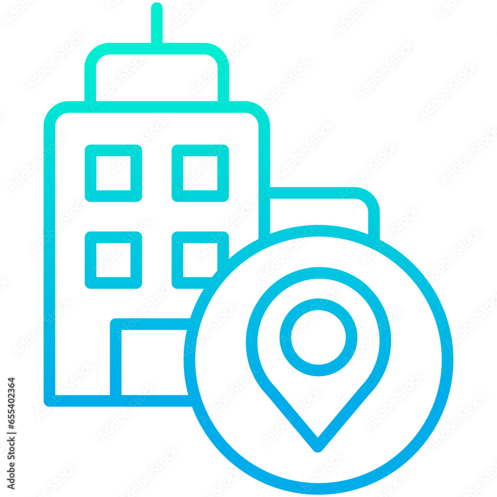 Outline gradient Building Location icon Outline gradient Building Location icon