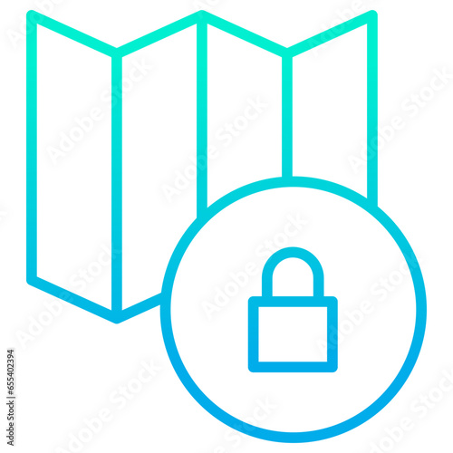 Outline gradient Lock Map icon