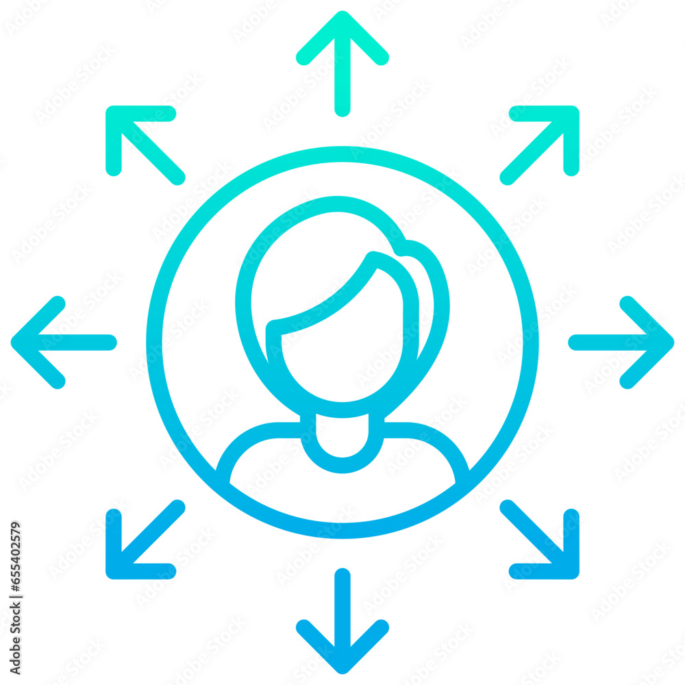 Outline gradient Woman Soft Skills icon Outline gradient Woman Soft Skills icon
